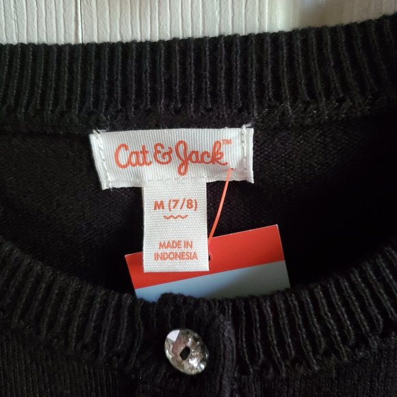NWT Cat & Jack Black Medium(7/8) Cardigan Sweater - Picture 4 of 5